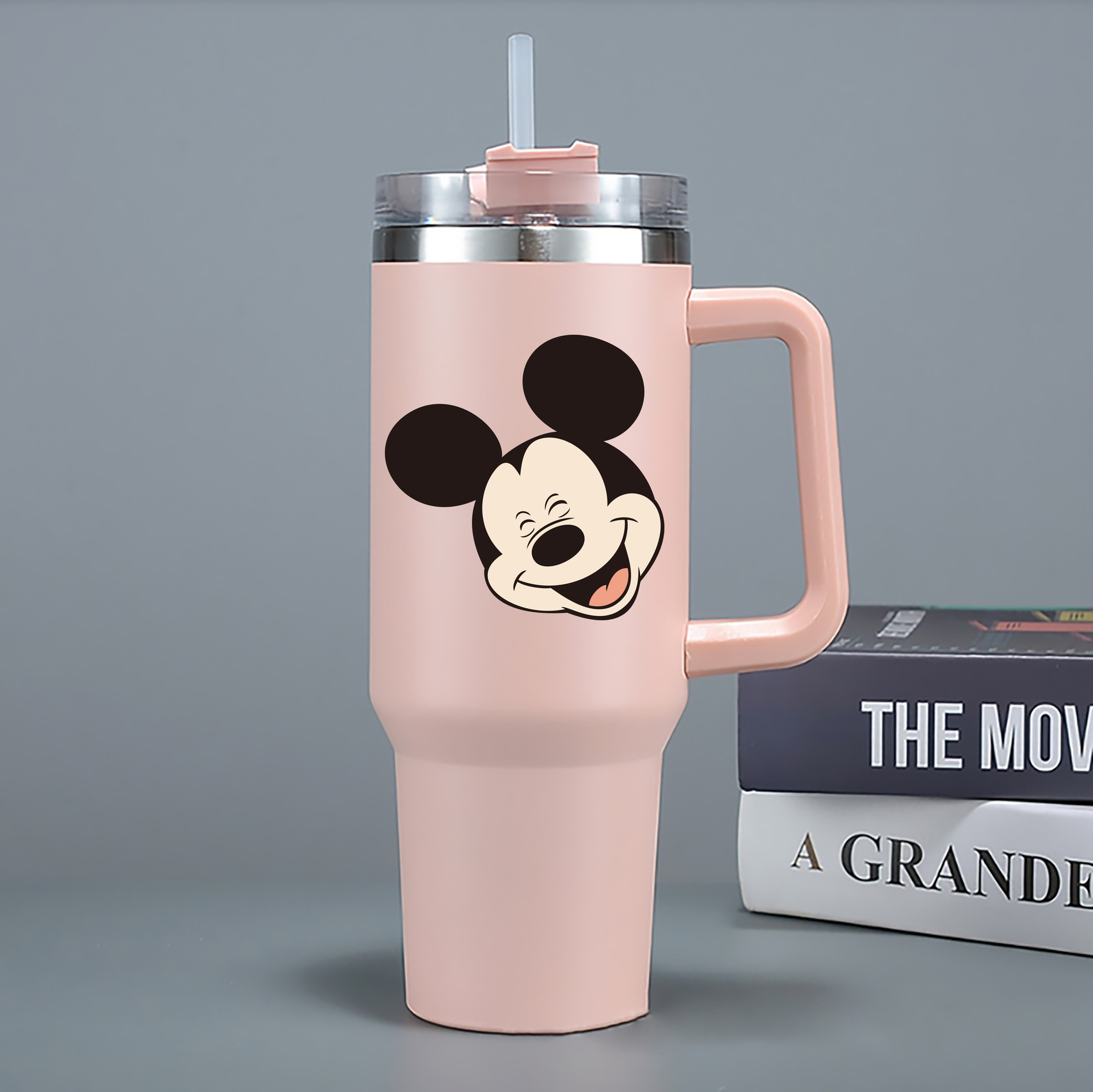 （画像用） ミッキーマウス Mickey Mouse 1200mL車用タンブラー - クリスタルステッカー（プラスチックストロー付き）